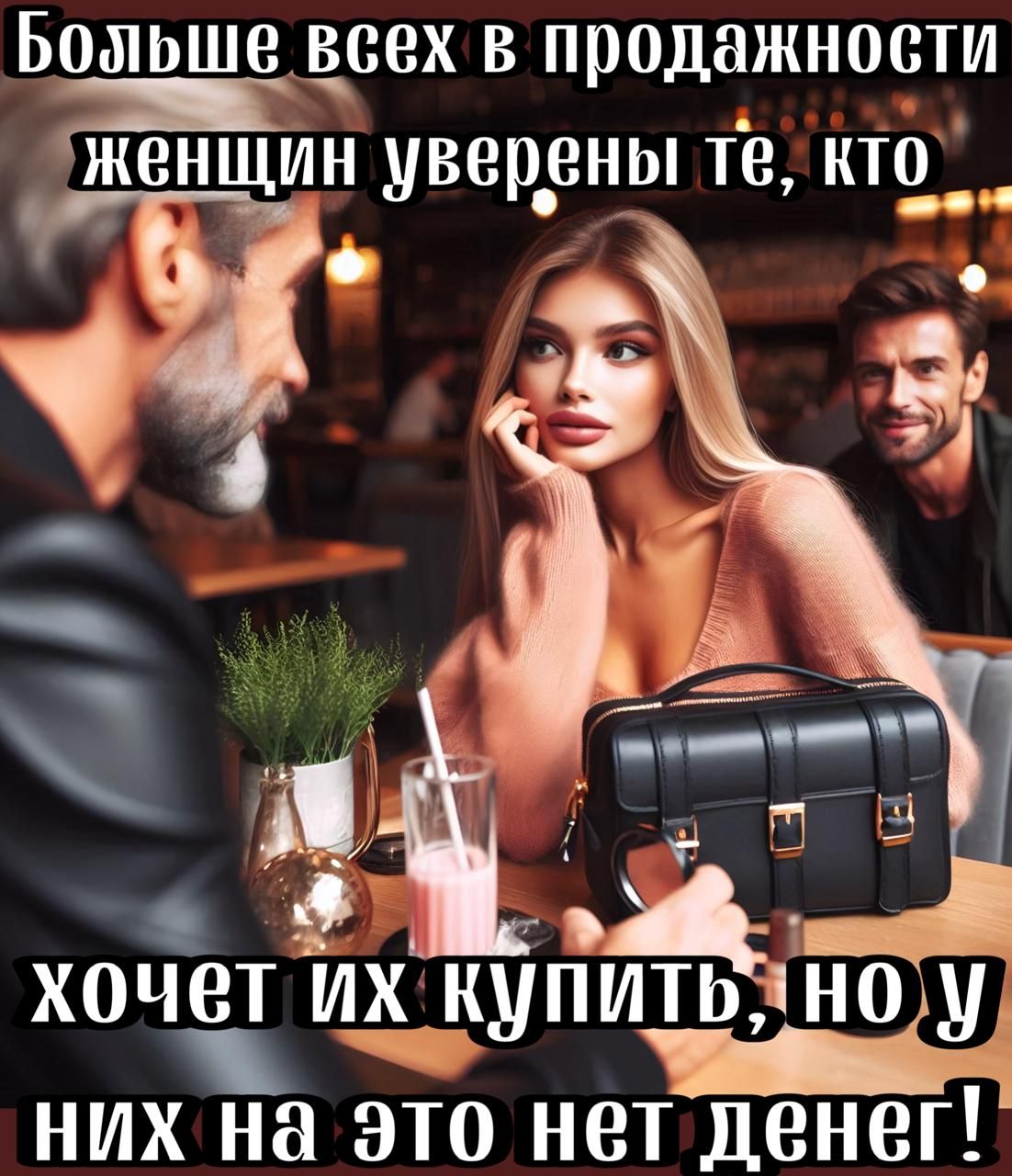 Бомьше цеех в продажности женщин увер_ены те кпд НИХ на ет ихщпить ноёу это нет денег