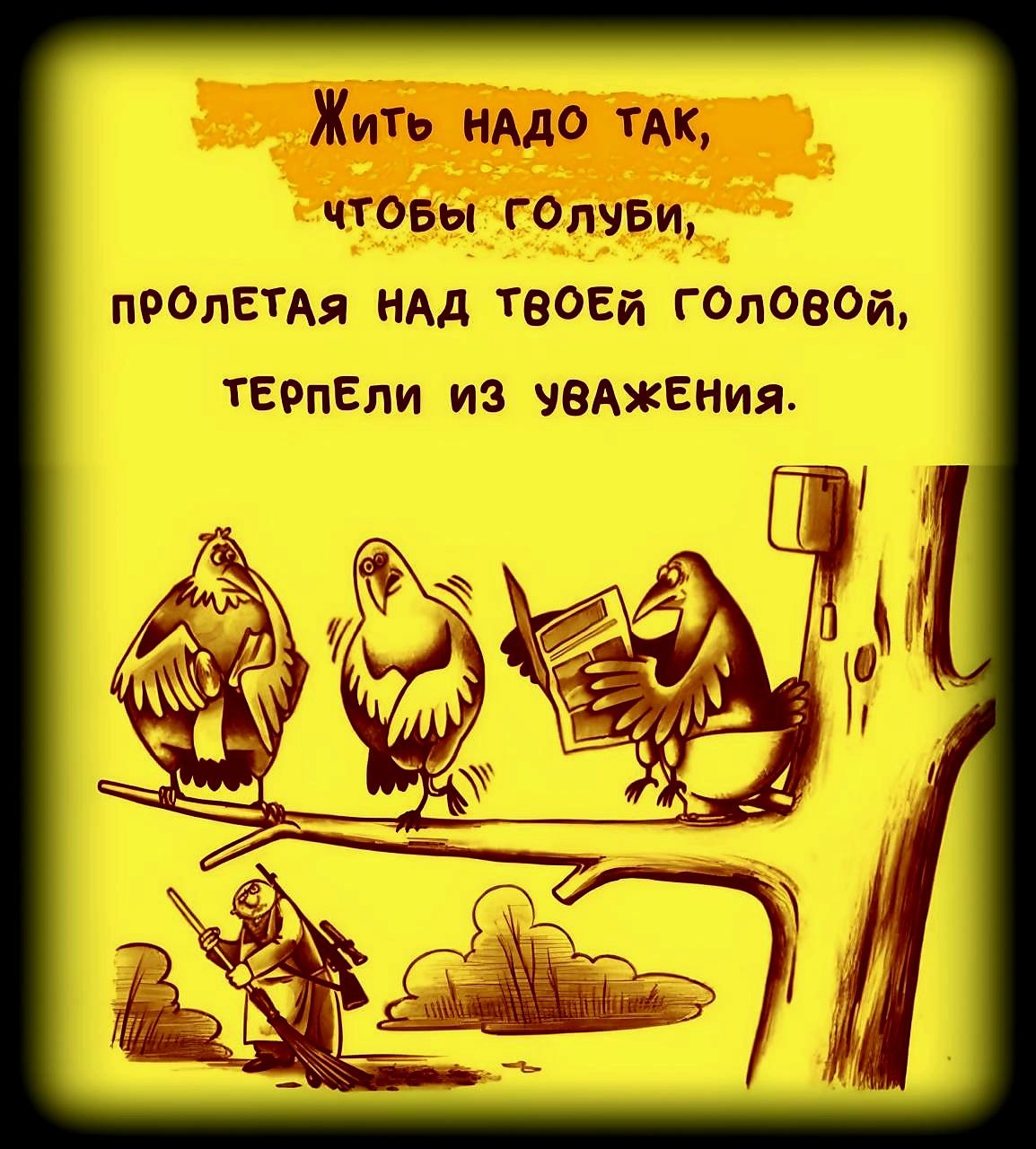 Жить НАДО ТАК чтОБЫы ГОлУБИ ПРОЛЕТАЯя НАД ТВОЕй СОлОВОЙ ТЕРПЕЛИ ИЗ УВАЖЕНИЯ