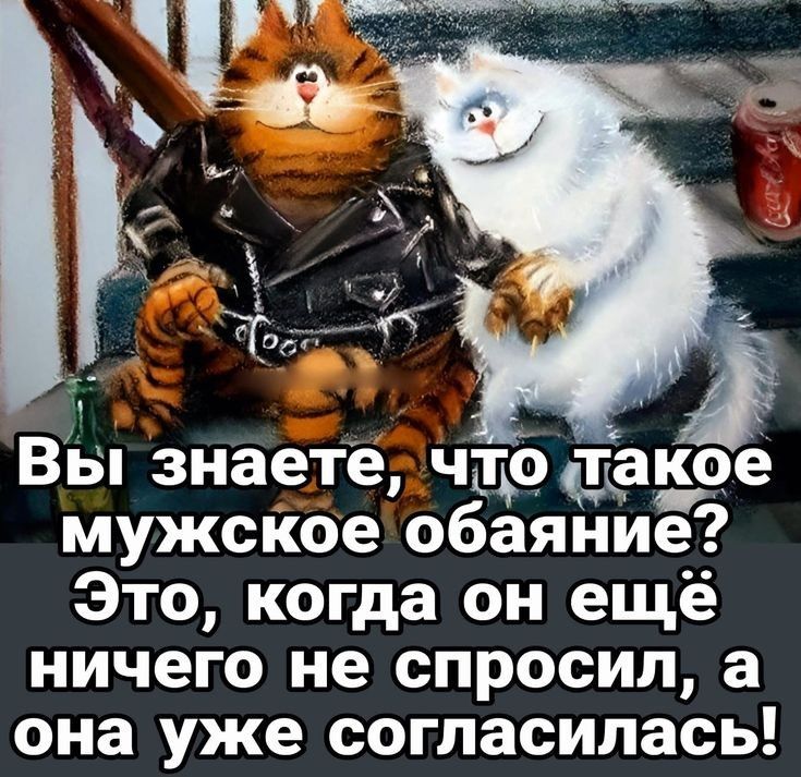 Вы знаете что такое мужскоеобаяние Это когда он ещё ничего не спросил а она уже согласилась