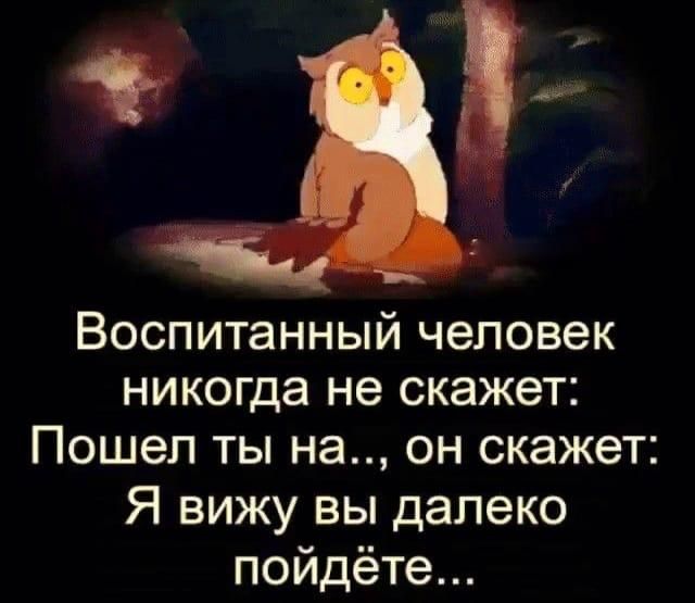 Воспитанный человек никогда не скажет Пошел ты на он скажет Я вижу вы далеко пойдёте