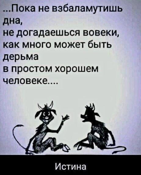 Пока не взбаламутишь дна не догадаешься вовеки как много может быть дерьма в простом хорошем человеке