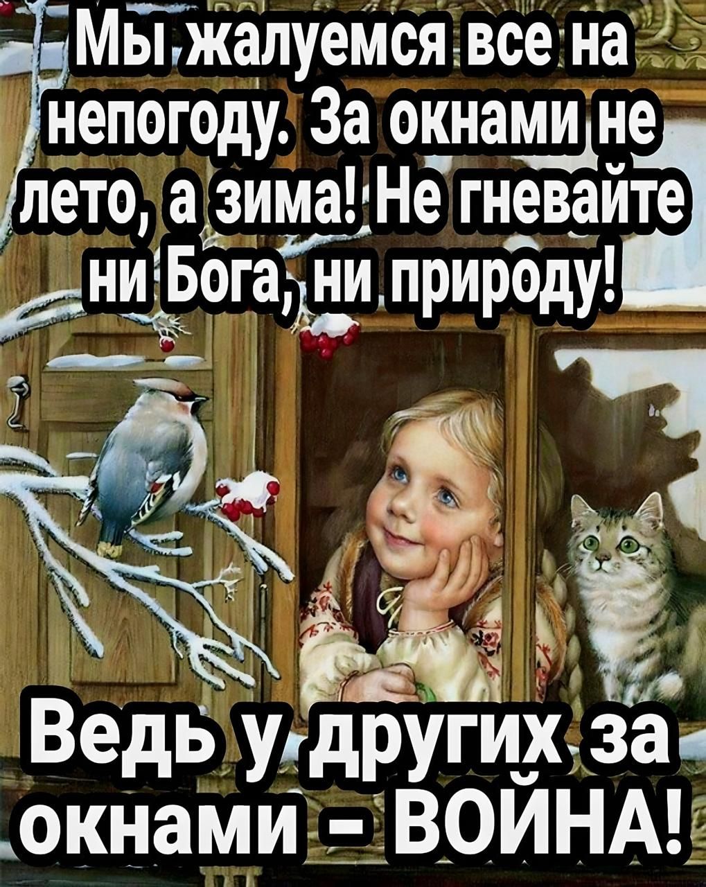 Мыжалуемсявсе на непогоду За окнамине лето а зима Не гневаиа йнцёога И природіуЧ Ведьугдругих зач окнамиВОИНА