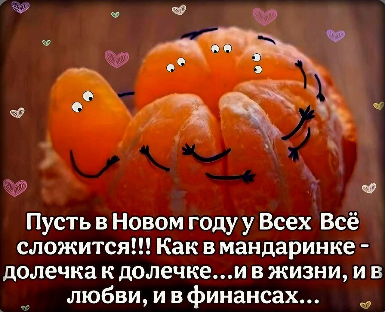 Пусть в Новом году у Всех Всё сложится Как в мандаринке долечка к долечкеи в жизни ив любви и в финансах _