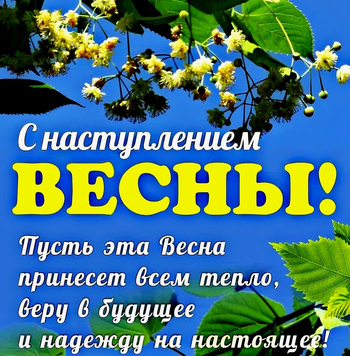 Весны!  Тусть эта весна  принесет всем тепло, л веру 6 оудущее ъ и надежащна настоящеф!