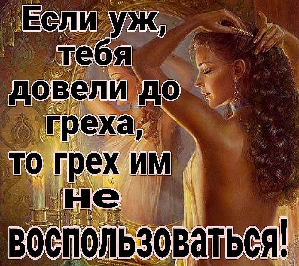 Если уж, тебя довели до греха, то грех им не воспользоваться!