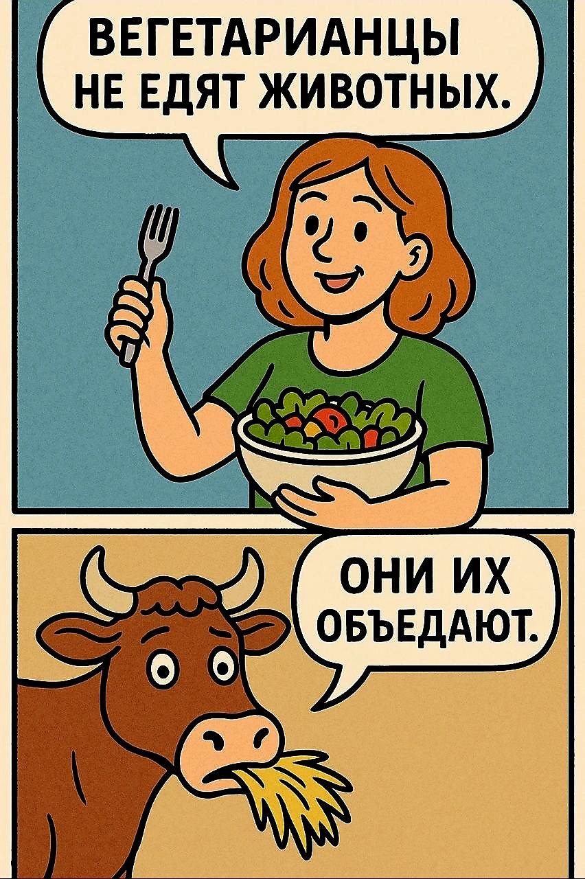 ВЕГЕТАРИАНЦЫ НЕ ЕДЯТ ЖИВОТНЫХ. ОНИ ИХ ОБЕДАЮТ.