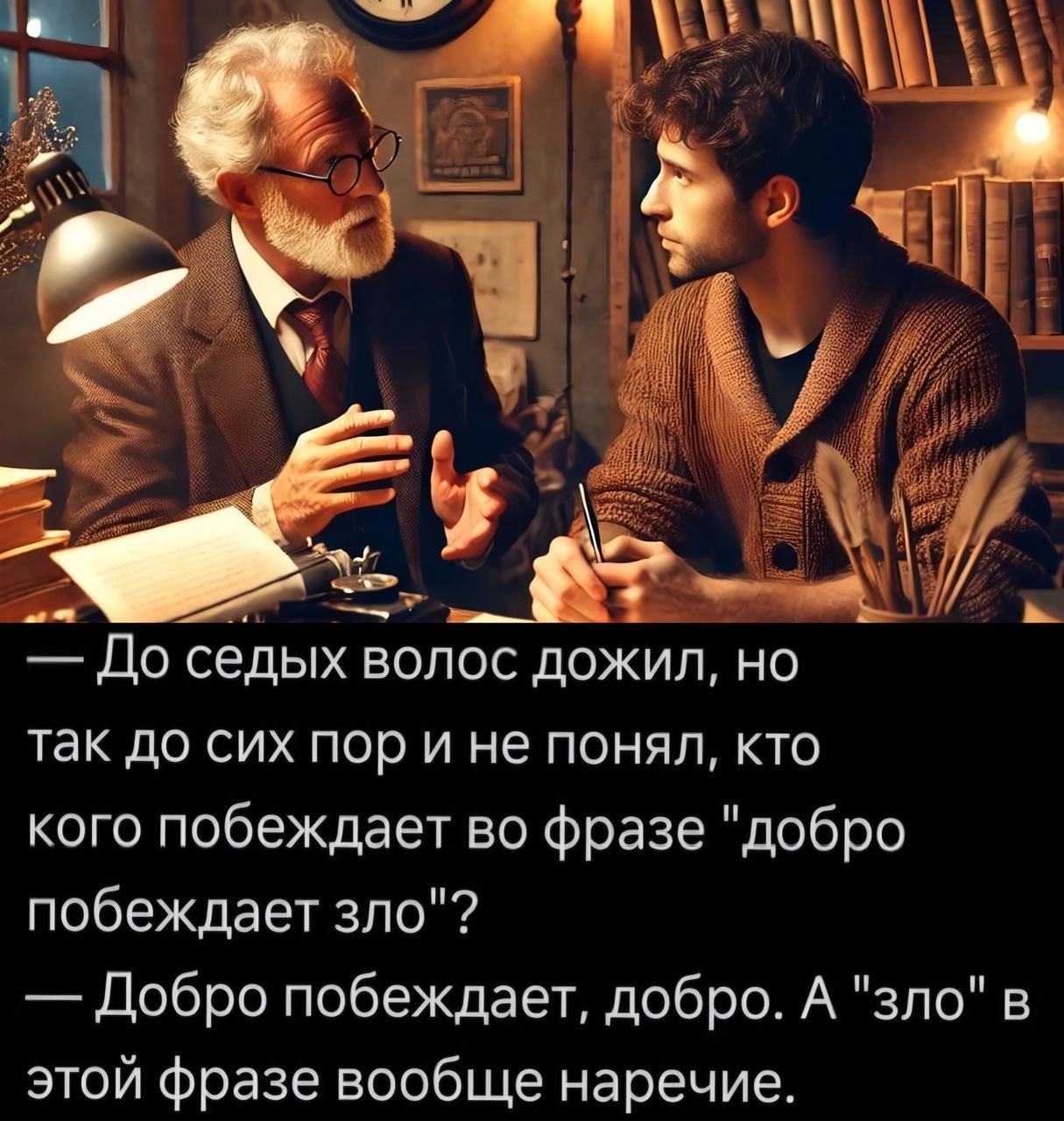 — До седых волос дожил, но так до сих пор и не понял, кто кого побеждает во фразе 