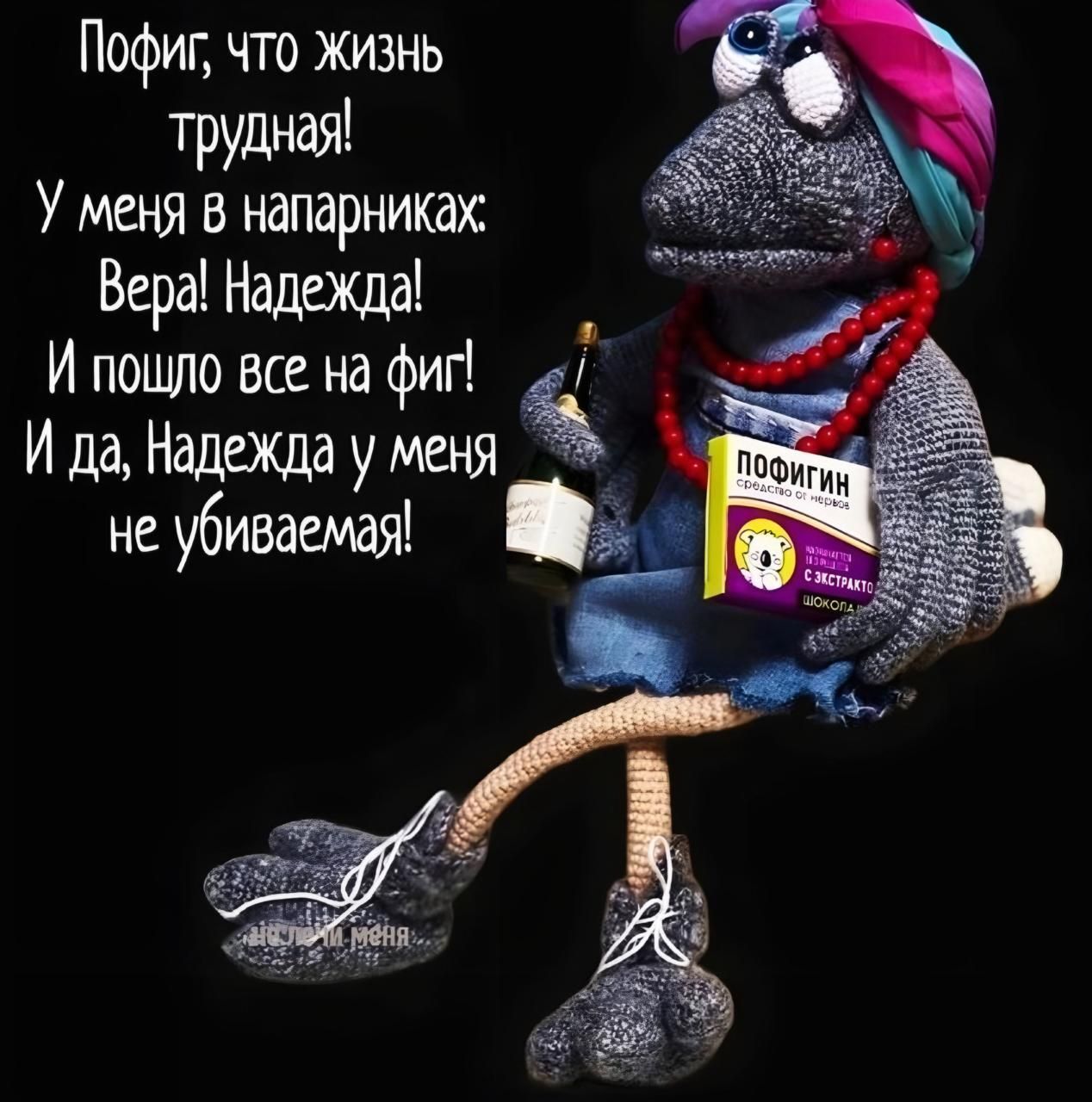 Пофиг, что жизнь трудная! У меня в напарниках: Вера! Надежда! И пошло все на фиг! И да, Надежда у меня не убиваемая!