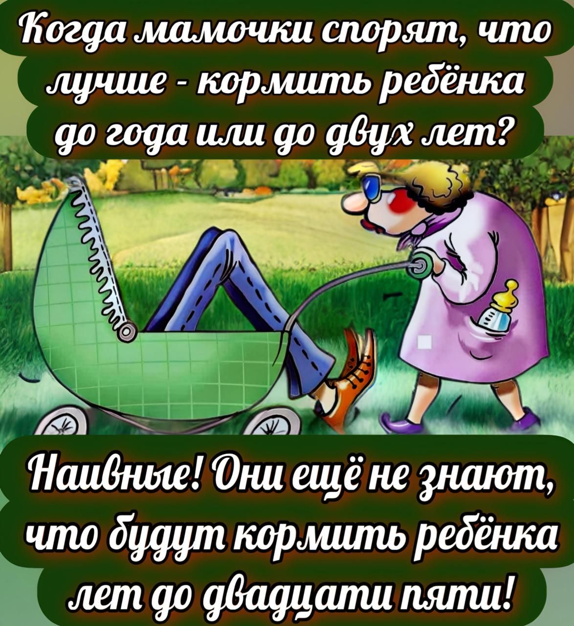 Когда мамочки спорят, что лучшие - кормить ребёнка до года или до двух лет?

Наивные! Они ещё не знают, что будут кормить ребёнка лет до двадцати пяти!