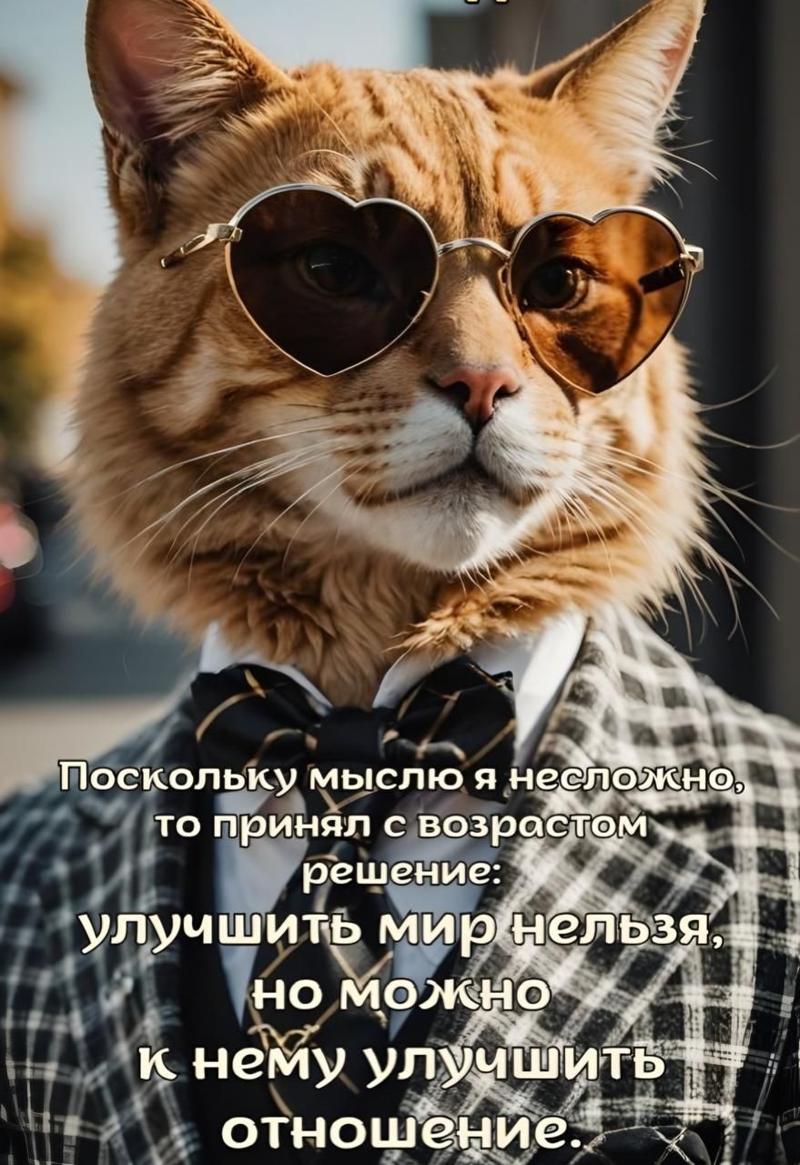 Поскольку мыслью я несложно, то принял с возрастом решение: улучшить мир нельзя, но можно к нему улучшить отношение.