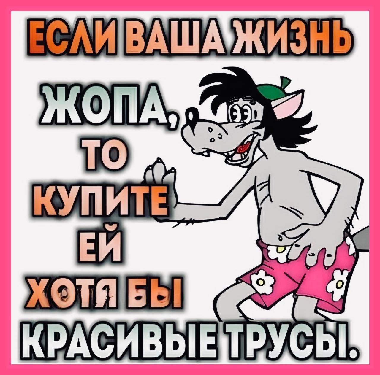 ЕСЛИ ВАША ЖИЗНЬ ЖОПА, ТО КУПИТЕ ЕЙ ХОТЯ БЫ КРАСИВЫЕ ТРУСЫ.