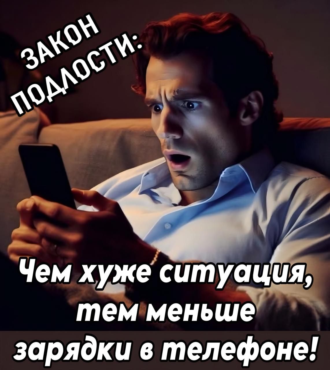 ЗАКОН ПОДЛОСТИ: Чем хуже ситуация, тем меньше зарядки в телефоне!