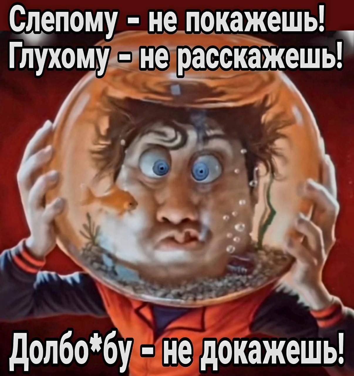 Слепому - не покажешь! Глухому - не расскажешь! Долбо*бу - не докажешь!
