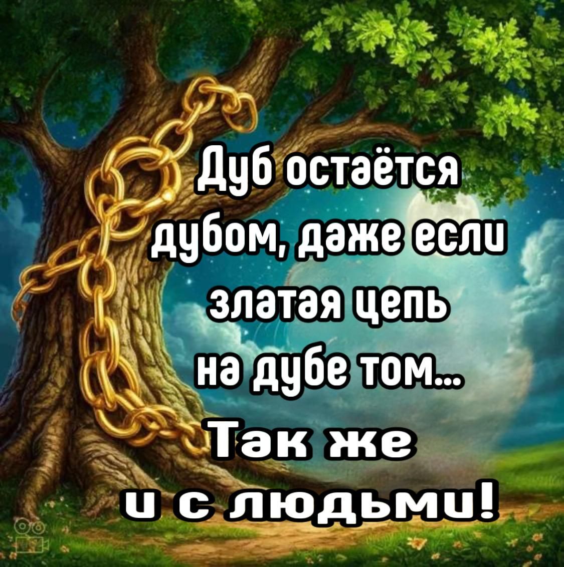Дуб остаётся дубом, даже если златая цепь на дубе том... Так же и с людьми!