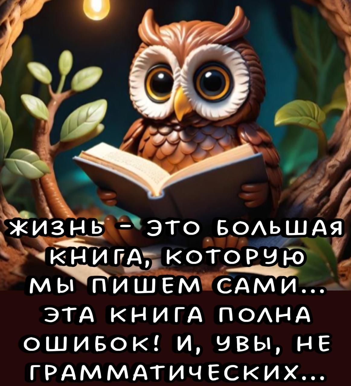 ЖИЗНЬ - ЭТО БОЛЬШАЯ КНИГА, КОТОРУЮ МЫ ПИШЕМ САМИ... ЭТА КНИГА ПОЛНА ОШИБОК! И, УВЫ, НЕ ГРАММАТИЧЕСКИХ...