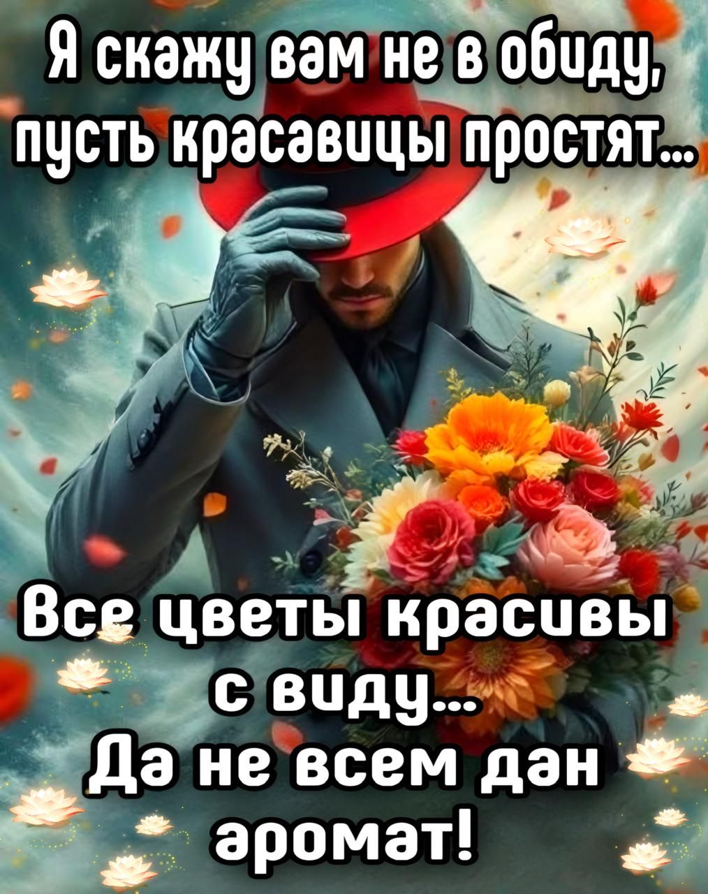 Я скажу вам не в обиду, пусть красавицы простят... Все цветы красивы с виду... Да не всем дан аромат!