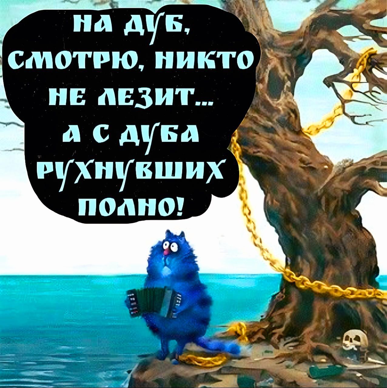 на дуб, смотрю, никто не лезит... а с дуба ряхнувших полно!