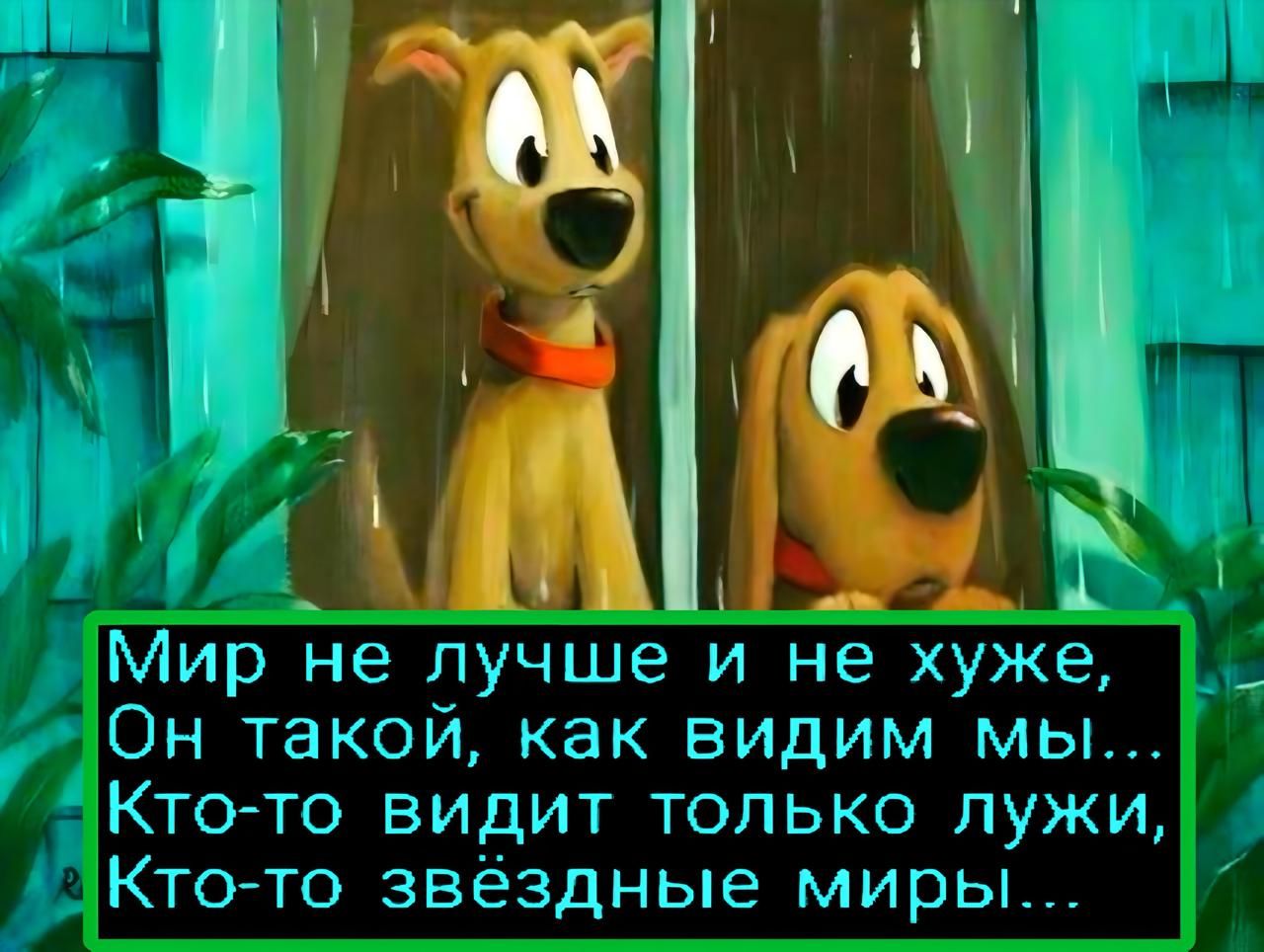 Мир не лучше и не хуже,
Он такой, как видим мы...
Кто-то видит только лужи,
Кто-то звёздные миры...