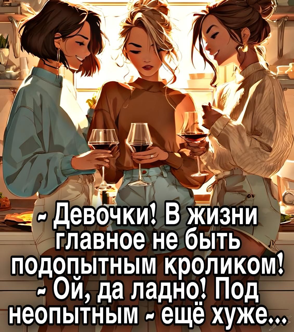 Девочки! В жизни главное не быть подопытным кроликом! Ой, да ладно! Под неопытным - ещё хуже...