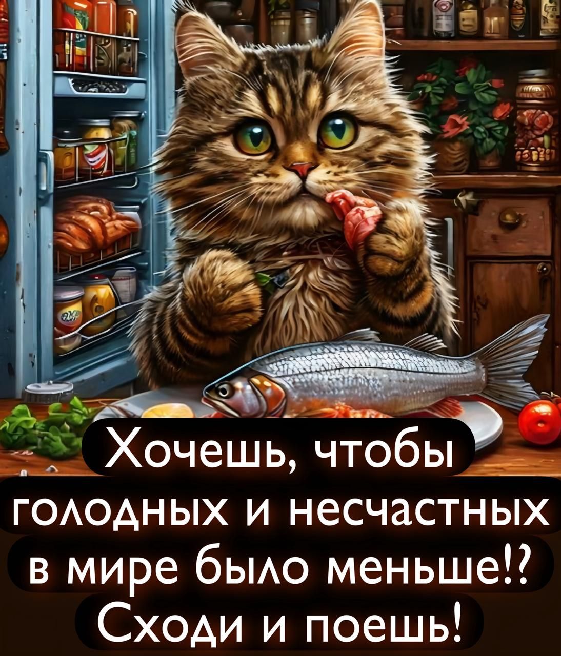 Хочешь, чтобы голодных и несчастных в мире было меньше!? Сходи и поешь!