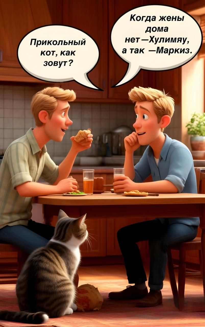 Прикольный кот, как зовут?
Когда жены дома нет — Хулимяю, а так — Марквиз.