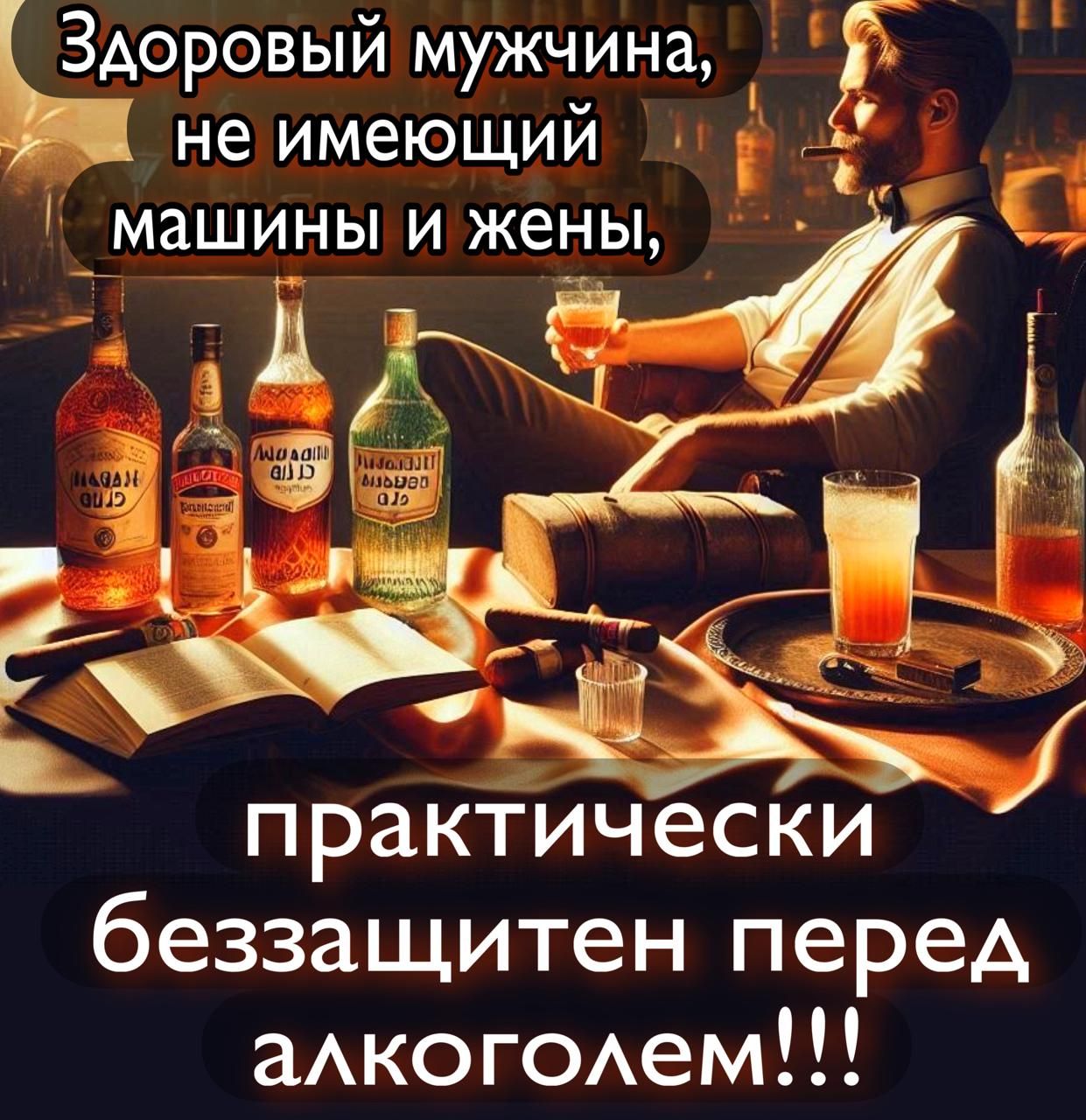 Здоровый мужчина, не имеющий машины и жены, практически беззащитен перед алкоголем!!!!