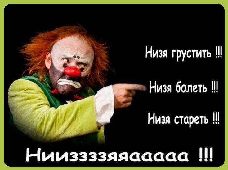 Низa грустить !!! Низa болеть !!! Низa стареть !!! Ниизззяяяааа !!!