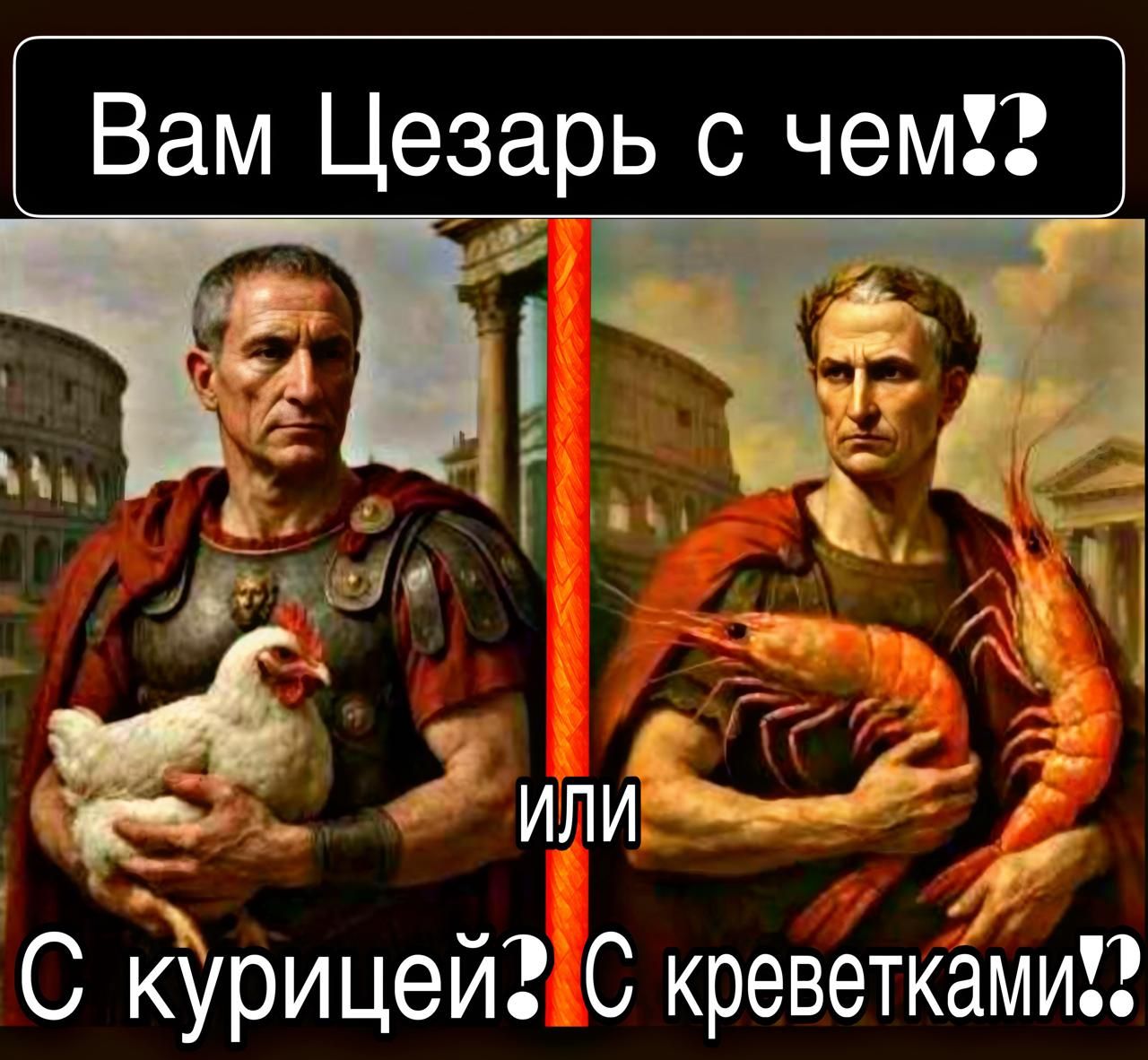 Вам Цезарь с чем?! Или С курицей? С креветками?