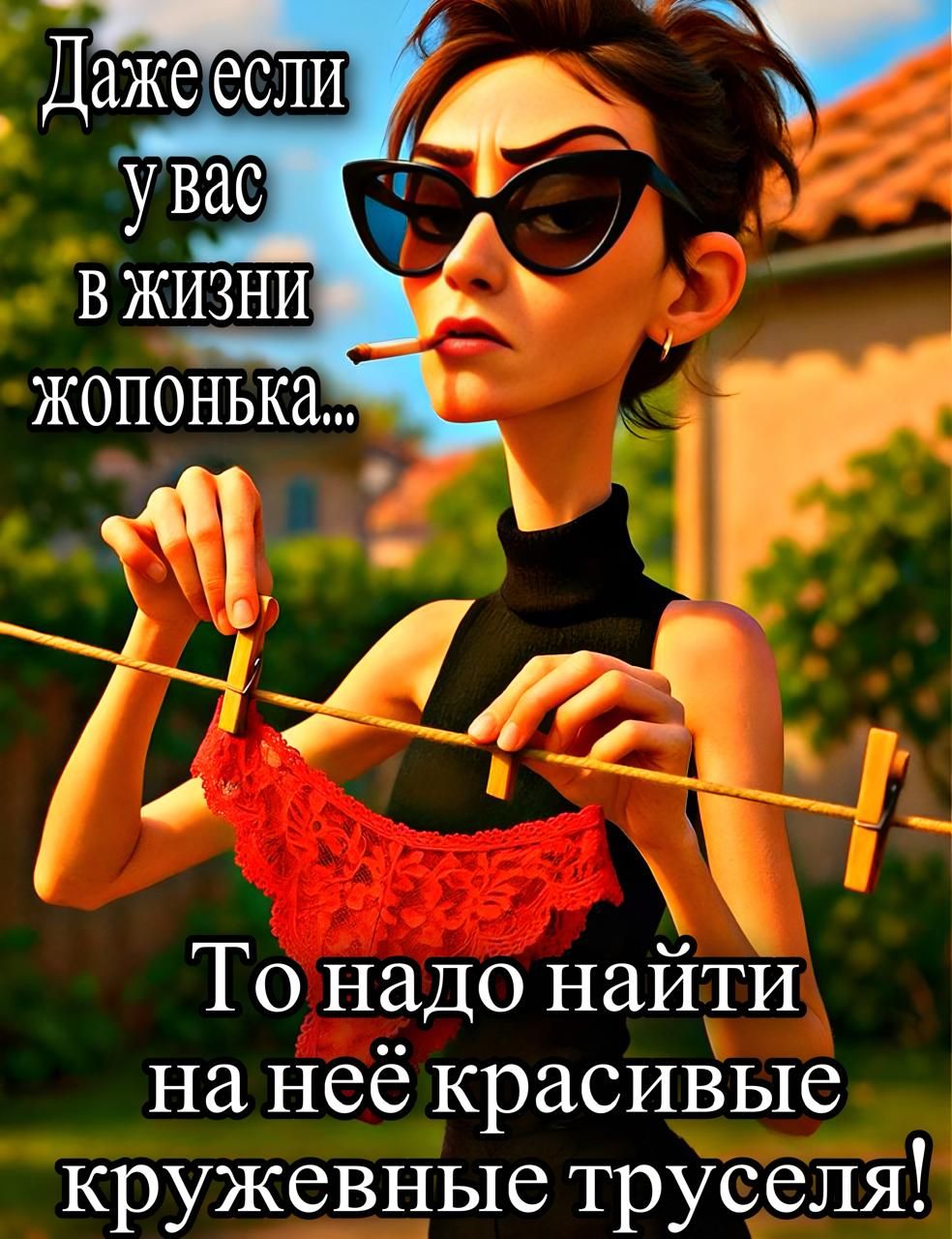 Даже если у вас в жизни хлопонька... То надо найти на неё красивые кружевные труселя!