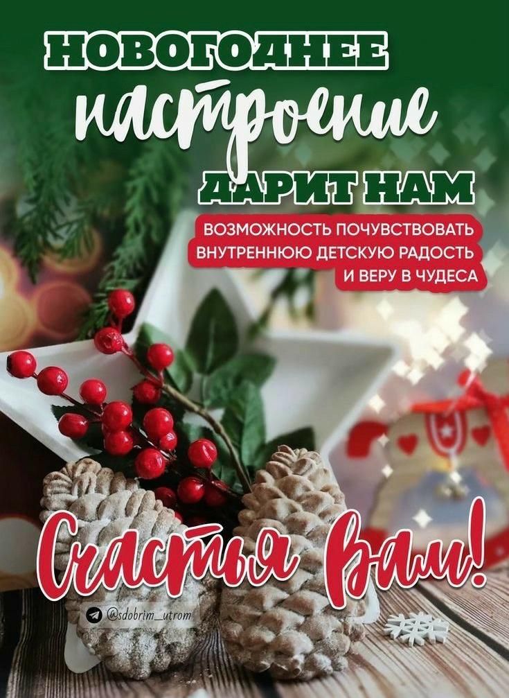 НОВОГОДНЕЕ настроение дарит нам
ВОЗМОЖНОСТЬ ПОЧУВСТВОВАТЬ ВНУТРЕННЮЮ ДЕТСКУЮ РАДОСТЬ И ВЕРУ В ЧУДЕСА
Сладкий вам!
