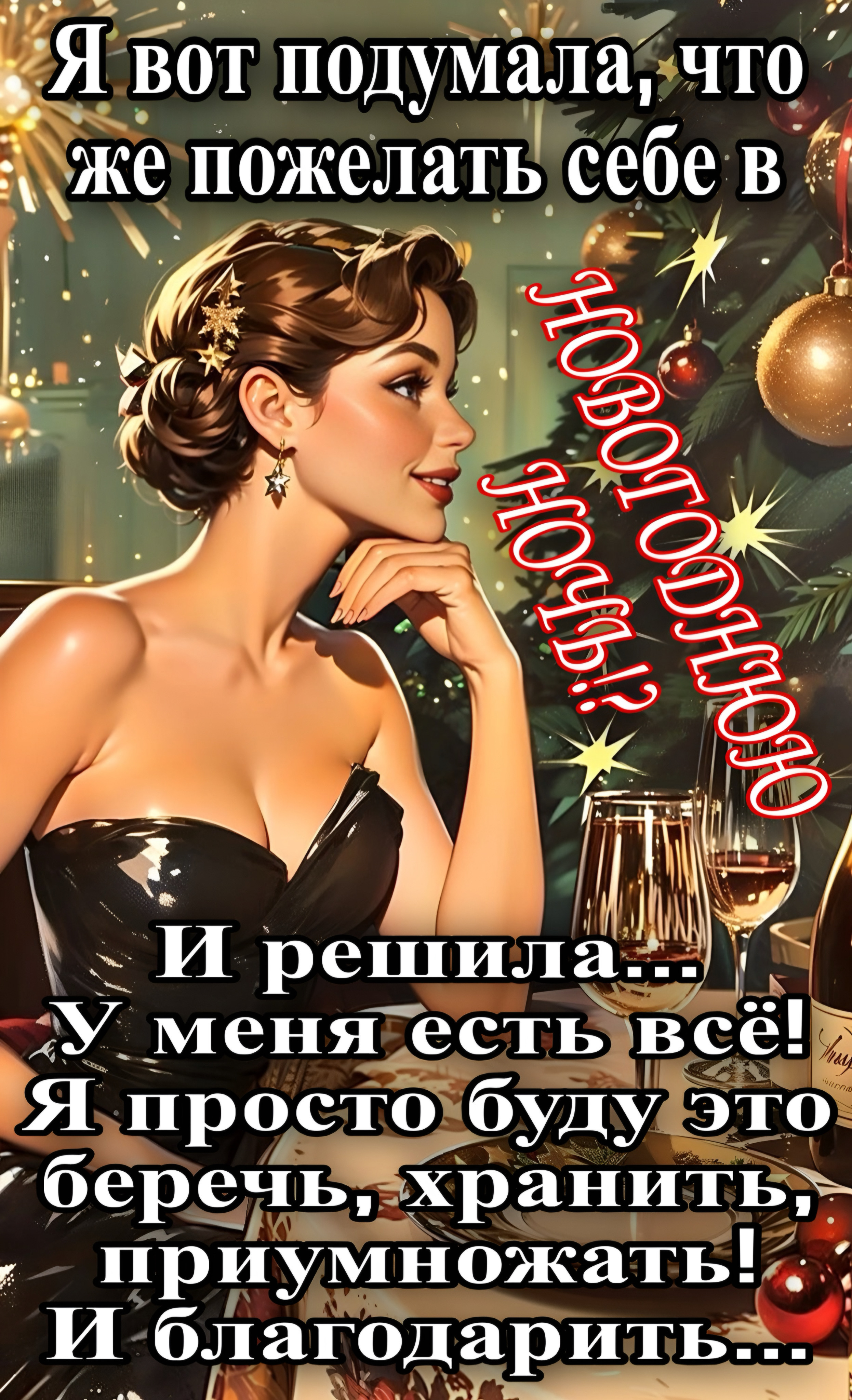 Я вот подумала, что же пожелать себе в Новогоднюю... И решила... У меня есть всё! Я просто буду это беречь, хранить, приумножать! И благодарить...