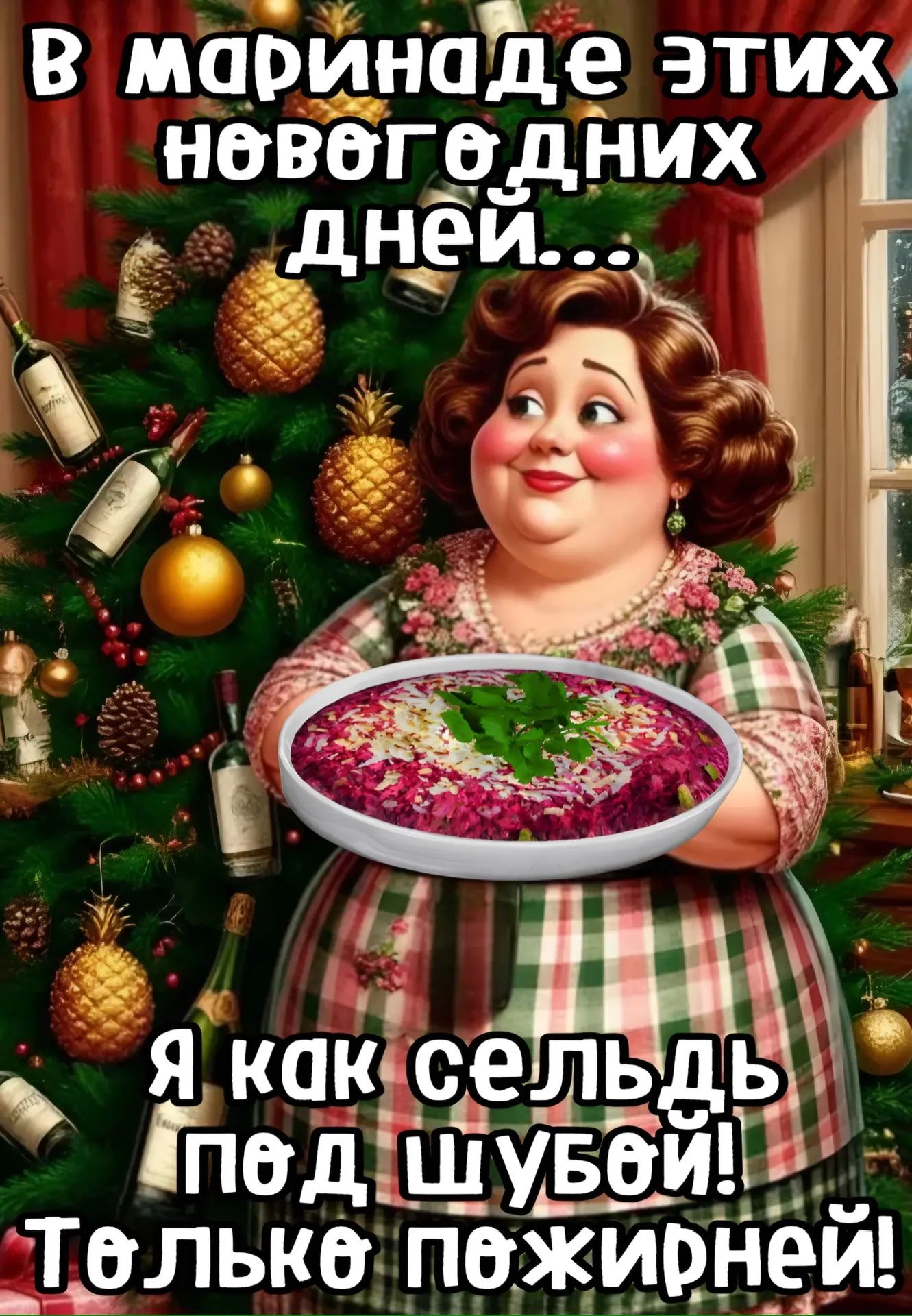 В маринаде этих новогодних дней... Я как сельдь под шубой! Только пожирней!