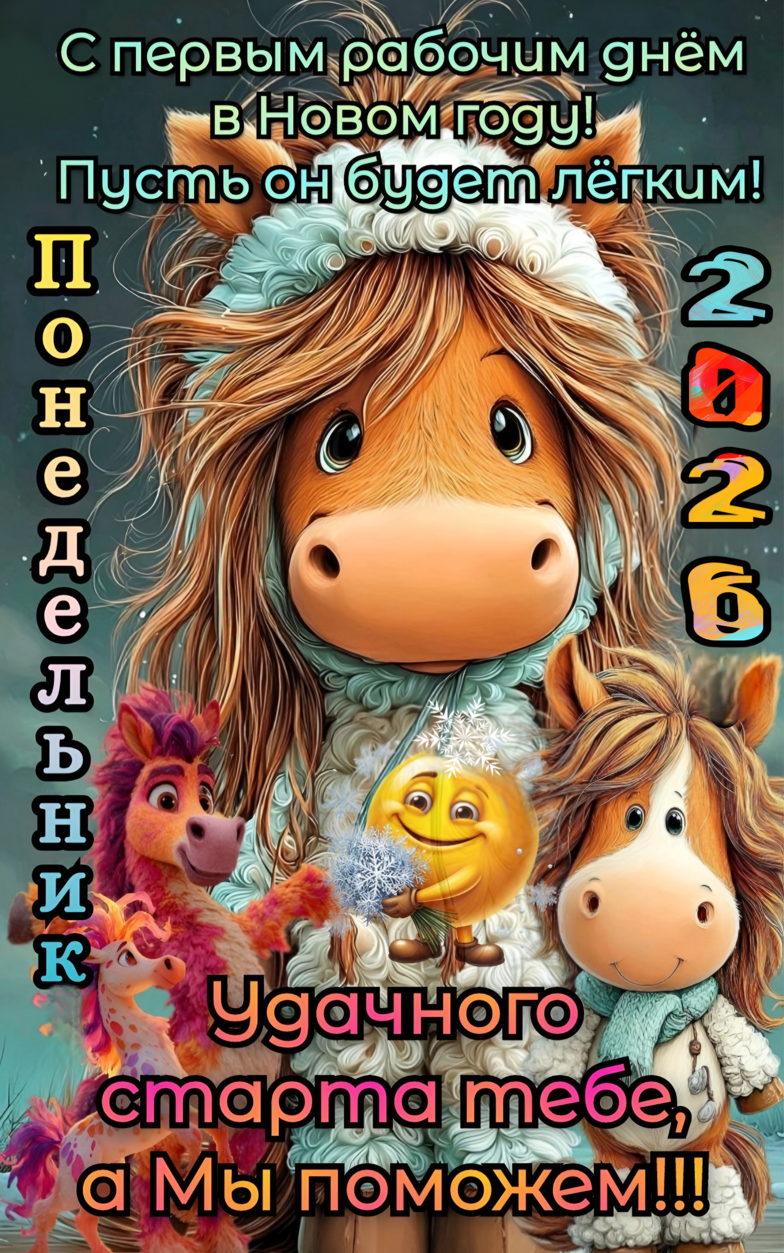 С первым рабочим днём в Новом году! Пусть он будет лёгким! Понедельник Удачного старта тебе, а Мы поможем!!!
