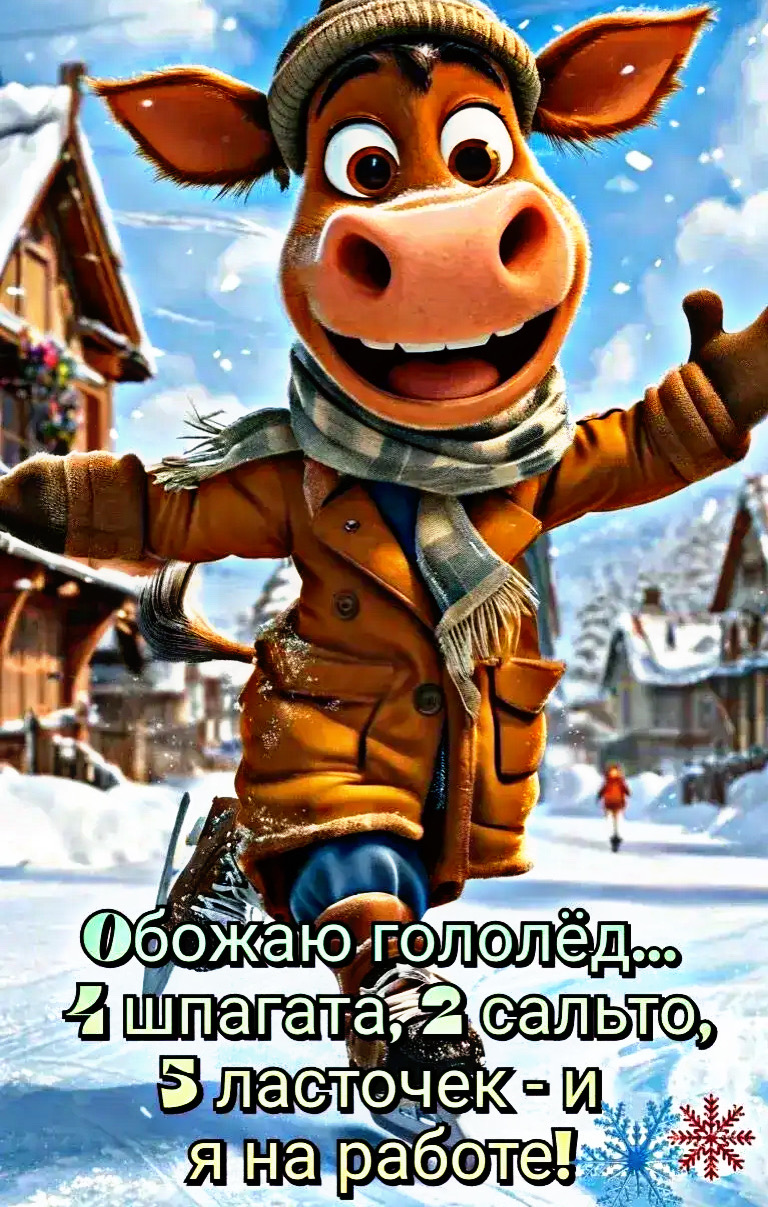 Обожаю гололёд... 4 шпагата, 2 салто, 5 ласточек - и я на работе!