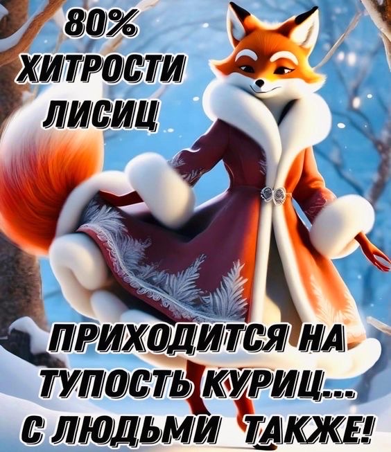 80% хитрости лисиц\nПриходит на тупость куриц... С людьми также!
