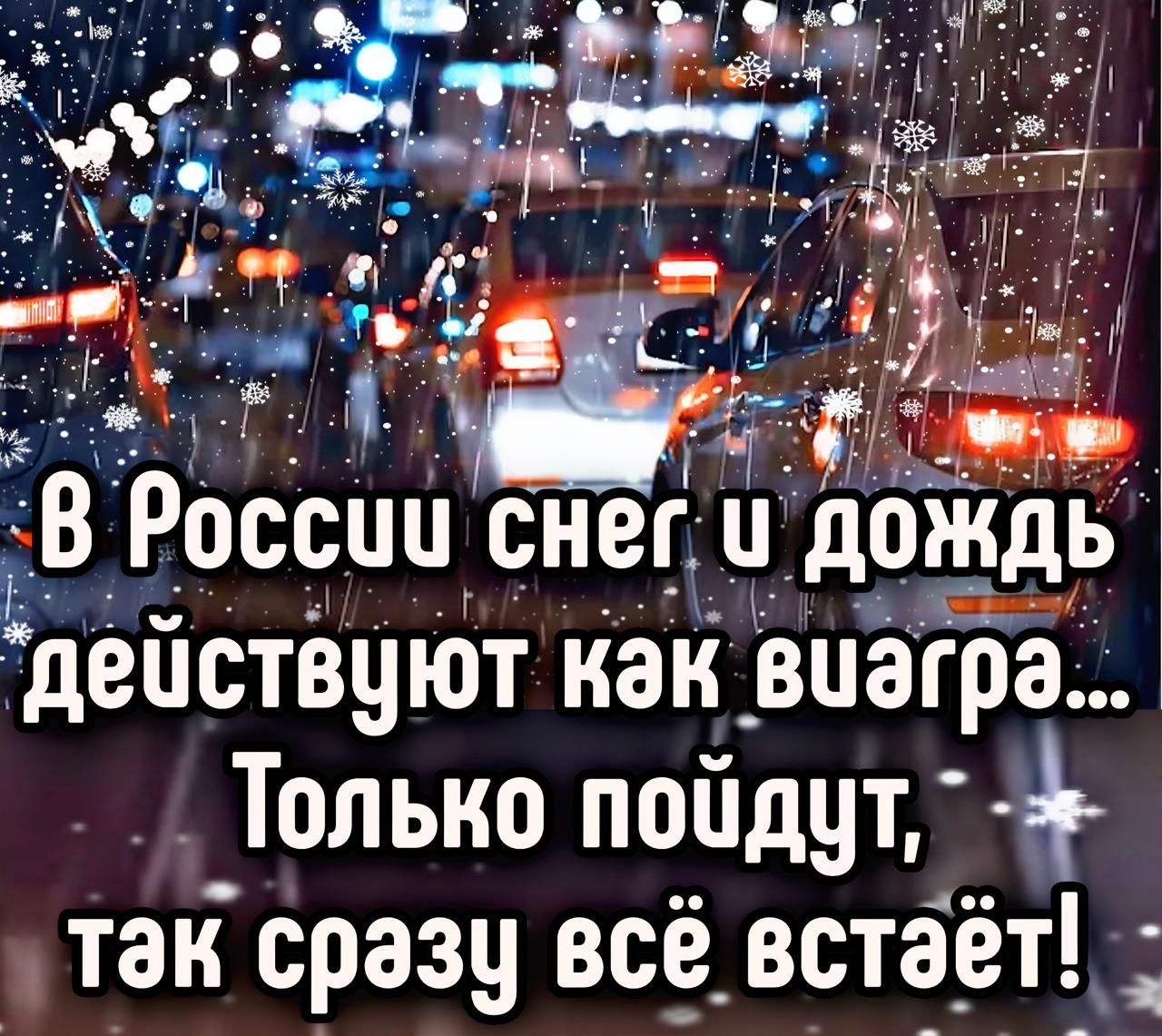 В России снег и дождь действуют как вайгра... Только пойду, так сразу всё встанёт!