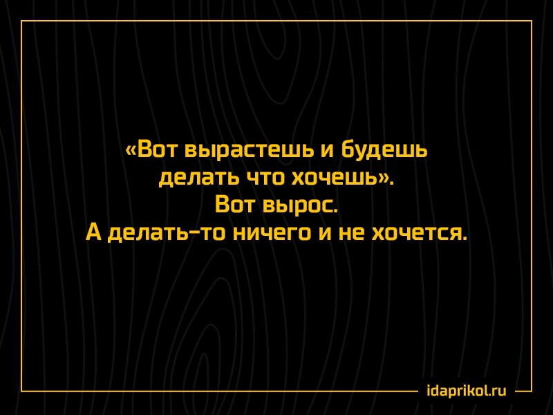 Ват вырастешь и Будешь делать что хочешь Вот вырос А делатьто ничего и не хочется ігаргіпги