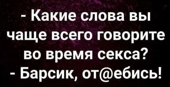 Какие слова вы чаще всего говорите во время секса Барсик отебись