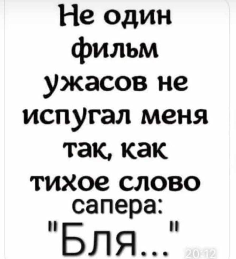 Не один фильм ужасов не испугал меня так как тихое слово сапера Бля