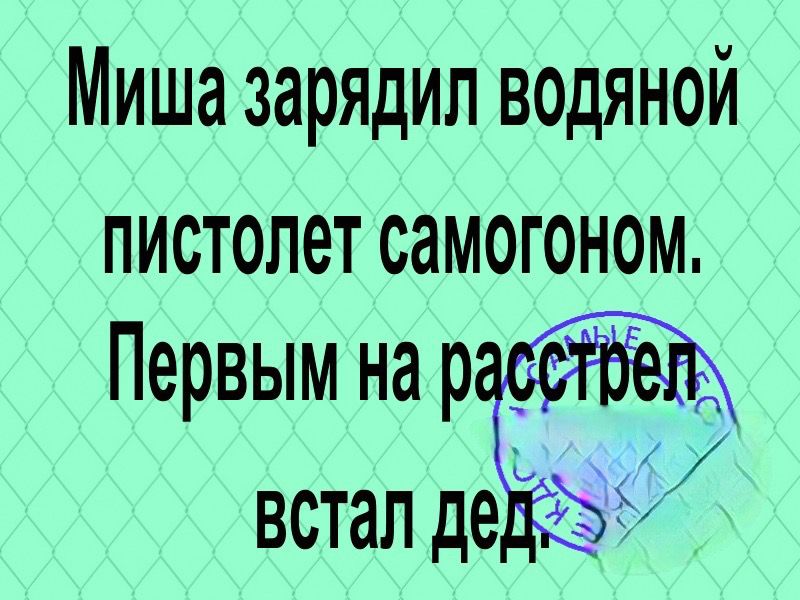 Миша зарядил водяной пистолет самогоном первым на расстрел встал дед картинка