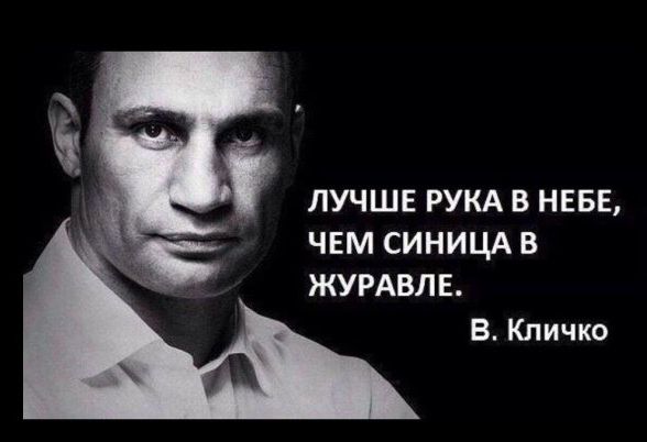 ЛУЧШЕ РУКА В НЕБЕ ЧЕМ СИНИЦА В ЖУРАВЛЕ В Кличко