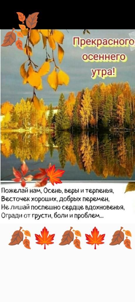 Прекрасного осеннего т г Пожелай нам Осень веры терпенья Весточек хороших добрых перемен Не лишай поспшно сердце щохновшья Оградн от грусти боли и проблем 1 я у З у