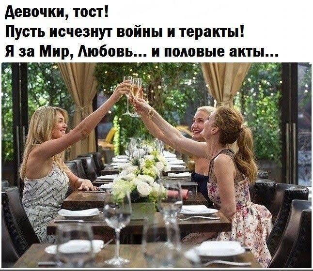 девочки тост Пусть исчезнут войны и теракты я за Мир Любовь и половые акты