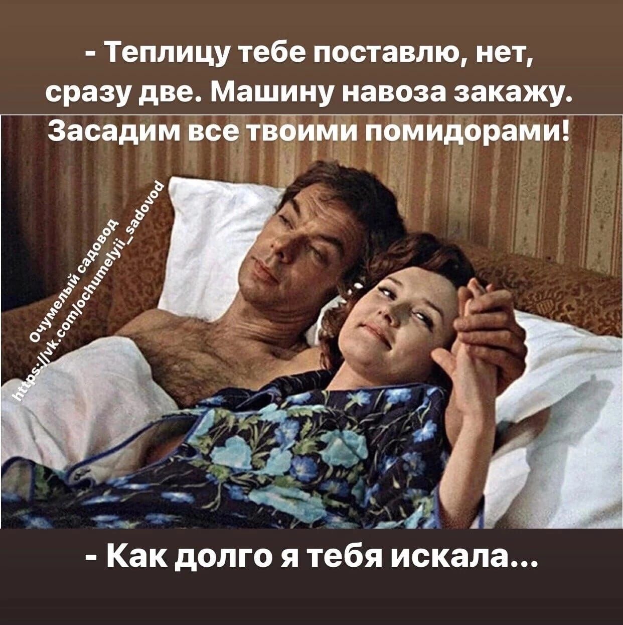 Теппицу тебе поставлю нет сразу две Машину навоза закажу Как долго я тебя искала