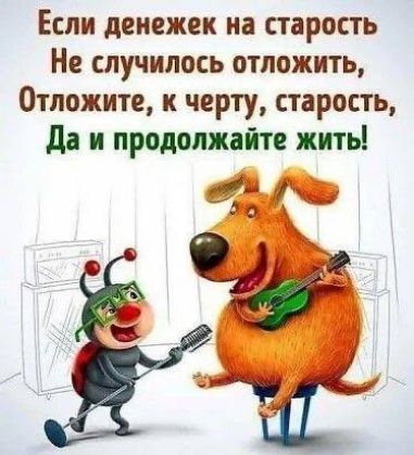 Если денежек на старость Не случилось отложить Отложите к черту старость Да и продолжайте жить