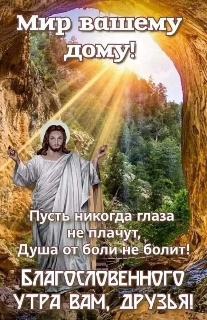 Мир вашему дому!
Пусть никогда глаза не плачут,
Душа от боли не болит!
Благословенного утра вам, друзья!