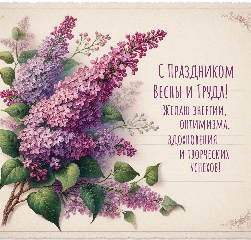 С Праздником Весны и Труда! Желаю энергии, оптимизма, вдохновения и творческих успехов!