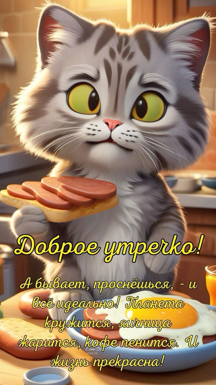 Доброе утречко!
А бывает, проснёшься, - и всё идеально! Планета кружится, яичница жарится, кофе пенится. И жизнь прекрасна!