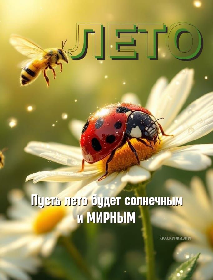 ЛЕТО
Пусть лето будет солнечным и МИРНЫМ
КРАСИВЫЙ ЖИЗНИ