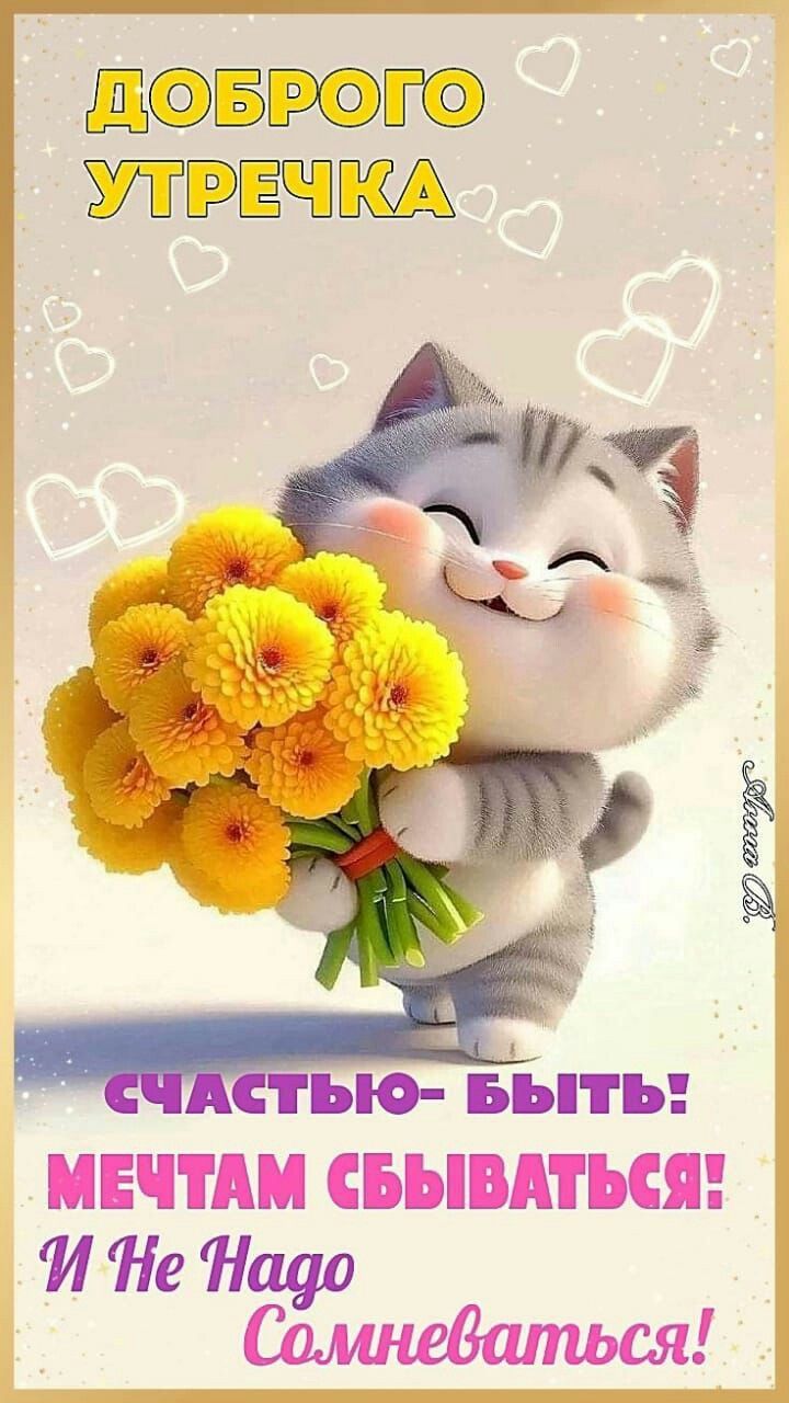 ДОБРОГО УТРЕЧКА
СЧАСТЬЮ- БЫТЬ!
МЕЧТАМ СБЫВАТЬСЯ!
И Не НАДО СОМНЕВАТЬСЯ!